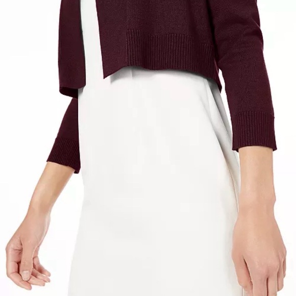 Calvin Kleon Women's Eggplant size large Open-Front Shrug Sweater - Picture 3 of 9